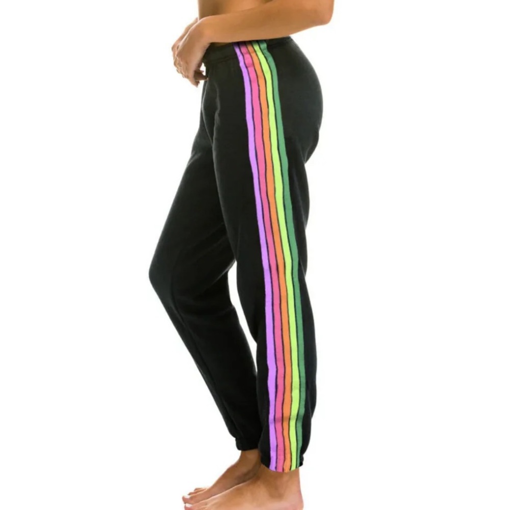 Aviator Nation sweat Pants with Rainbow Stripes size small